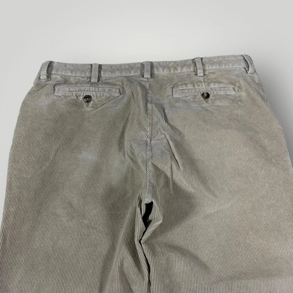 L.L.Bean Corduroy Pants Mens 36x29 Khaki Beige Classic Fit Stretch Zip Fly Chino